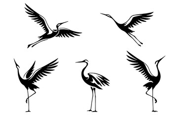 Obraz premium heron pose symbol icon silhouette