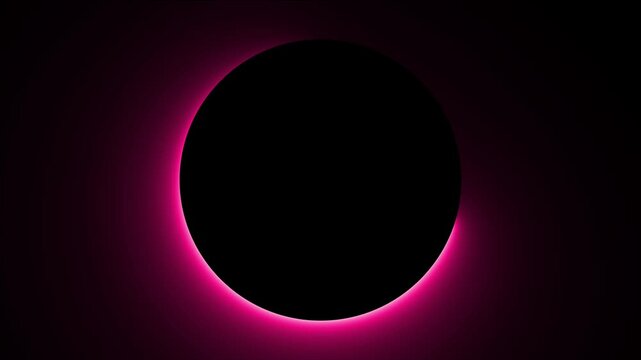 Circular frame with a glowing magenta neon ring surrounding a dark black center area for text or placement on a dark background surface
