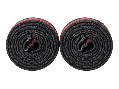 Pair of Black Rolled Resistance Bands Isolated on White Background