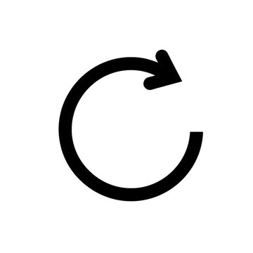 Black circular arrow icon for reload or refresh action isolated on transparent background