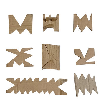 Black and white geometric letters m n stylized alphabet vector icons made by torn paper