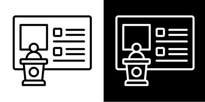 Conference Badge  Icon Set White Style Collection