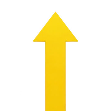 Simple yellow arrow pointing up isolated on transparent background