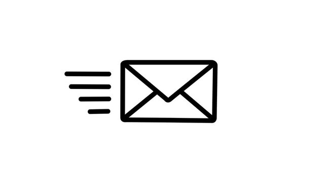 Animated email with motion lines representing fast digital communication and messaging
