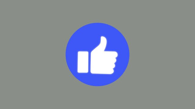 Social media like button animation, blue thumbs up for digital marketing and engagement