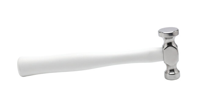 Silver ball-peen hammer with solid white handle