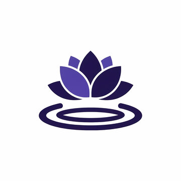 Minimalist lotus flower icon with water ripple