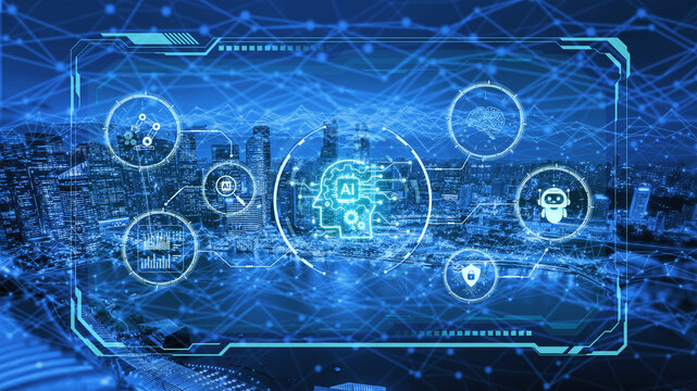 Smart AI command center concept for monitoring industry system, manufacturing reliability, services, cloud operations, AI security and uptime performance across a AI digital logs ecosystem. Corpus