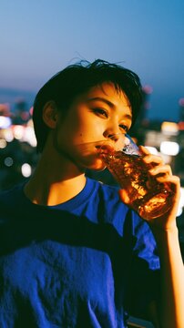 Captivating Japanese Beauty: A Young Woman on a Balcony