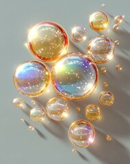 Fototapeta premium Rainbow Glass Orbs on Soft Background - Abstract 3D Render