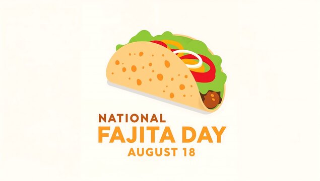 National fajita day announcement with delicious taco illustration august 18 national delicious tortilla