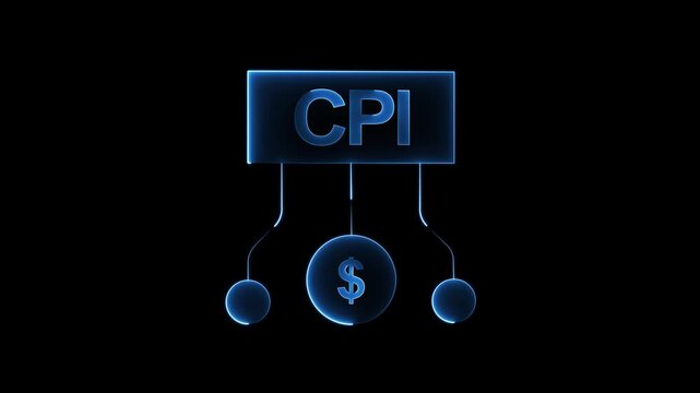 Glowing Neon CPI Icon and Financial Network Concept