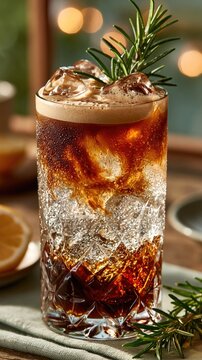 Iced Espresso Tonic in a Frosty Crystal Glass
