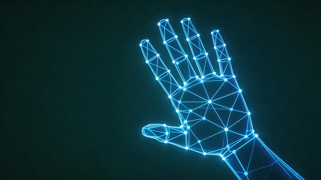 Blue glowing digital hand