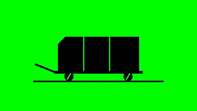 Airport ULD dolly cargo trailer silhouette on green screen background