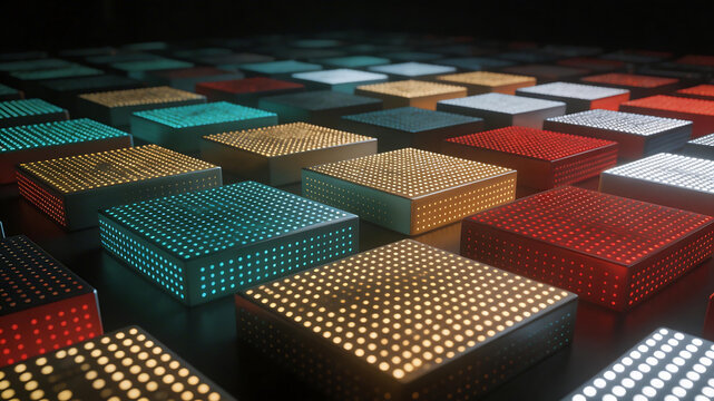 Colorful illuminated square blocks