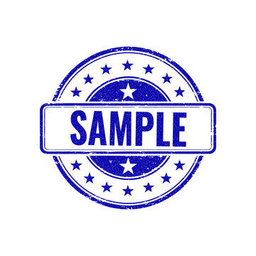 Blue sample stamp sign with grunge texture