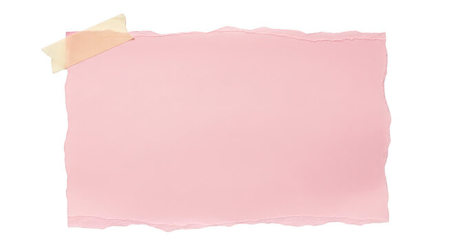Pink paper note taped with adhesive tape isolated on transparent background