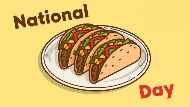 National taco day concept featuring three delicious tacos on a plate national tortilla vegetables culinary
