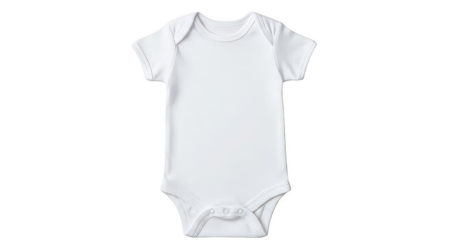 Plain white baby bodysuit for infants isolated on transparent background