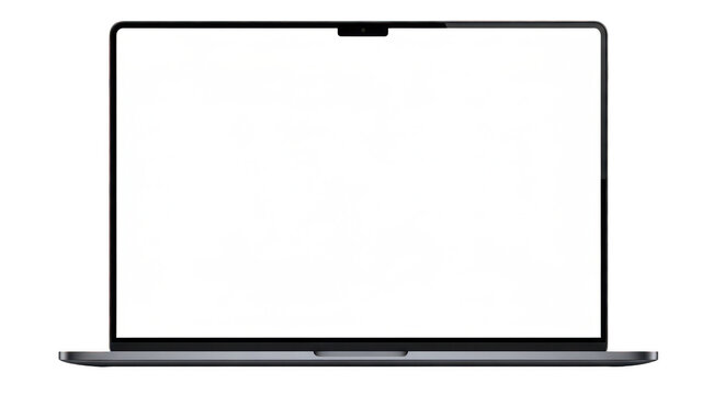 Modern open laptop computer with empty screen isolated on transparent background