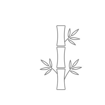 Bamboo stalk with leaves outline