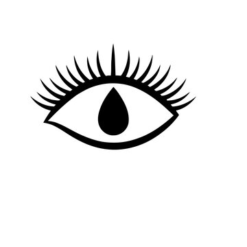 Black and white eye with a tear drop