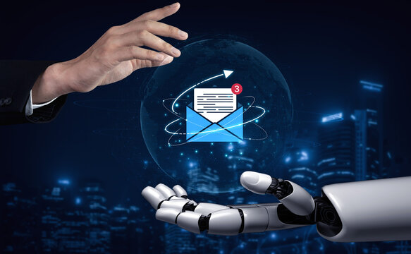 An AI assistant manages an email inbox, prioritizing new messages and notifications. This automated communication system streamlines digital correspondence and information flow. Fermion