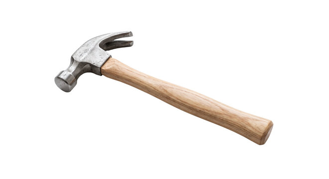 Classic metal claw hammer with wooden handle for carpentry