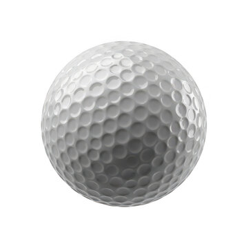 A single white golf ball used for sports and recreation isolated on transparent background
