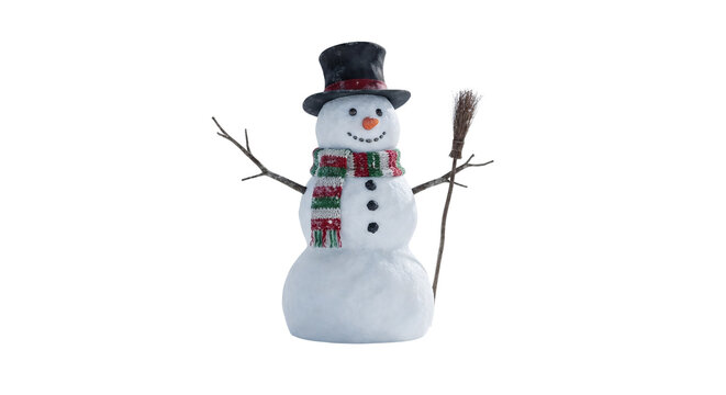 Classic winter snowman with top hat and scarf