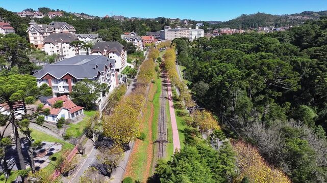 Winter Destination In Campos Do Jordao In Sao Paulo Brazil. Mantiqueira Mountain. Downtown Cityscape. European Architecture. Winter Destination In Campos Do Jordao In Sao Paulo Brazil. Tourism Travel.