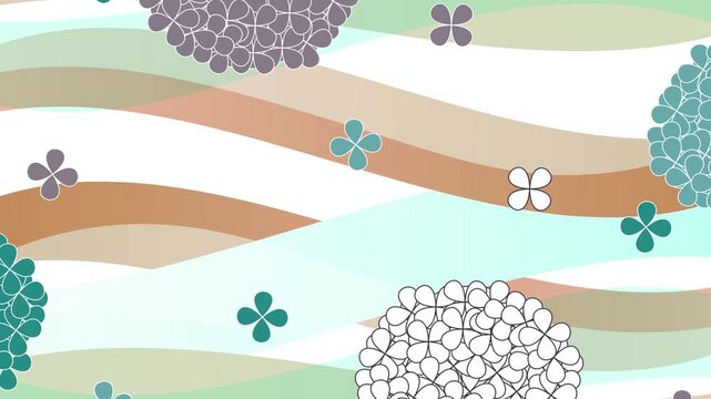 Hydrangea and Wavy Pattern Illustration 4K