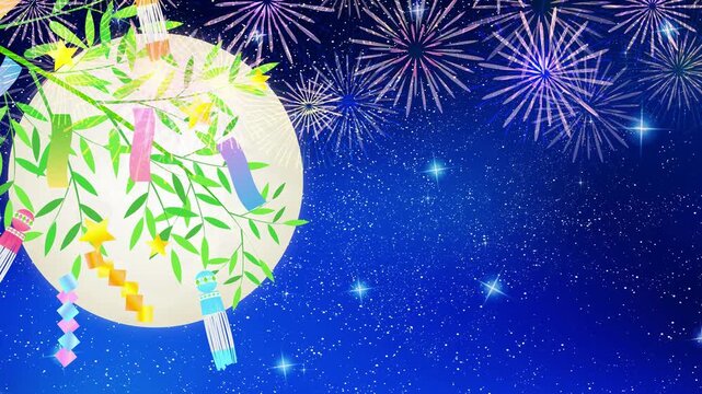 Tanabata Bamboo and Fireworks 4K