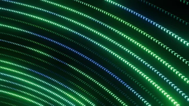 Green and cyan curved diagonal light bands