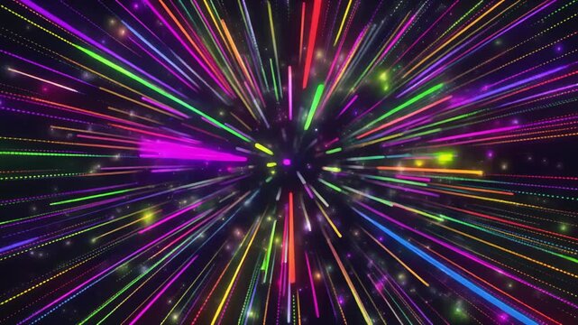 Vibrant Neon Hyperspace Motion Trails 4K Generative AI