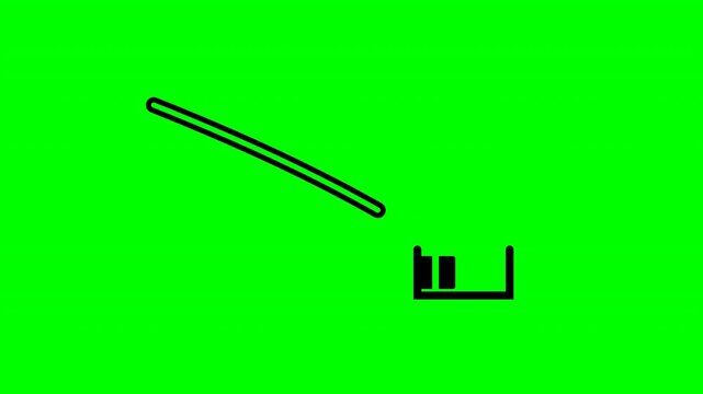 Delivery cargo loading chute icon with sliding boxes on green screen