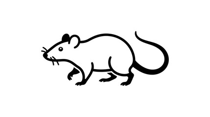 Fototapeta premium Simple line drawing of a mouse on a transparent background