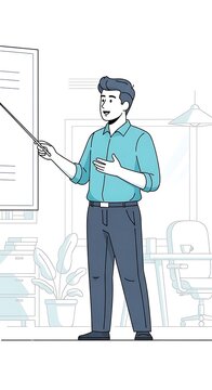 Businessman giving presentation in office.
