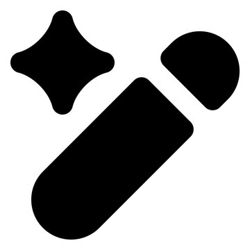 Enchanted wand symbol representing instantaneous smart generation. Perfect for creative photo editing apps, dynamic web builders, and software tools offering automated one-click solutions.