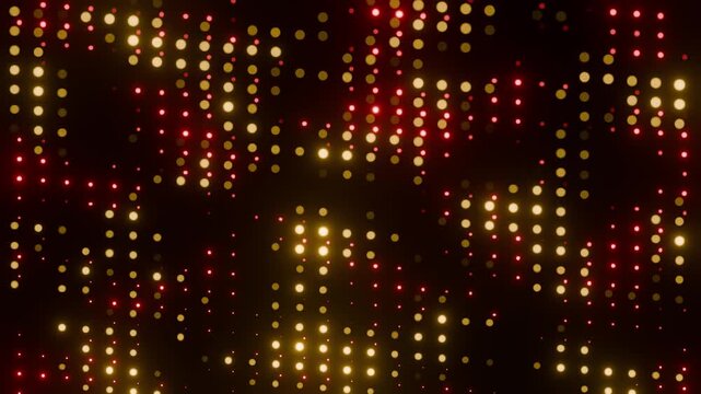 Red and gold luminous dot matrix wave pattern