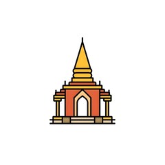 Obraz premium Spirit House San Phra Phum Flat Vector Icon, Thai Culture Illustration
