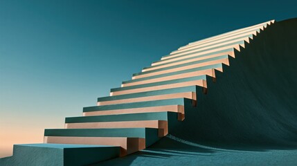 Naklejka premium Paper-cut illustration of terraced quarry levels