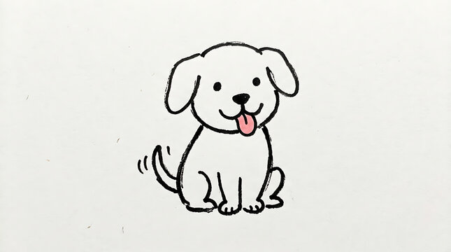 Cute Little Puppy Wagging Tail Vector Illustration Hand Drawn Doodle Dog Isolated on White Background