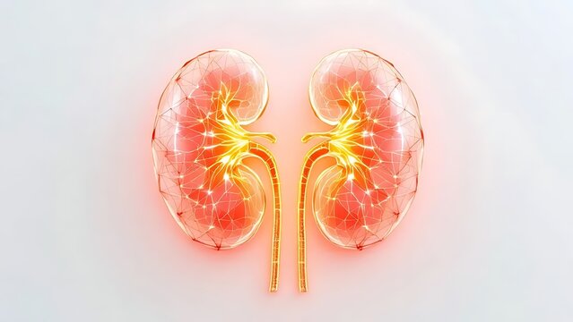 Human kidney anatomy illustration digital art with physiological