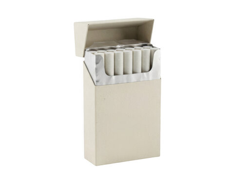 Empty cigarette pack standing upright on a flat surface isolated on transparent background