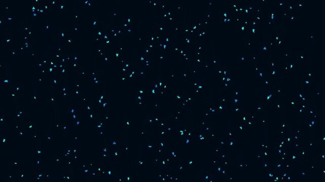 Shimmering blue particles floating in dark space abstract background