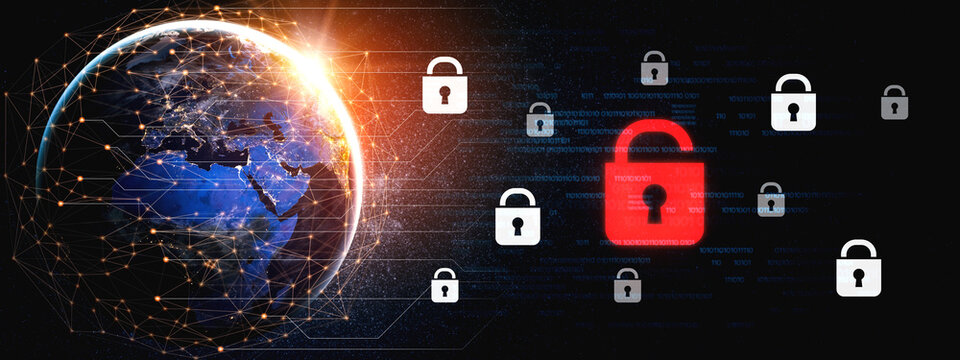Digital security concept illustrating a cybersecurity breach, with a red unlocked padlock indicating data exposure among secure systems, emphasizing system vulnerability and risk Vouch