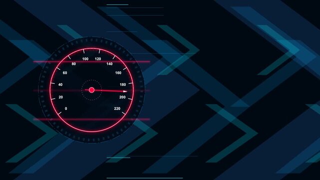 Modern speedometer with futuristic digital background