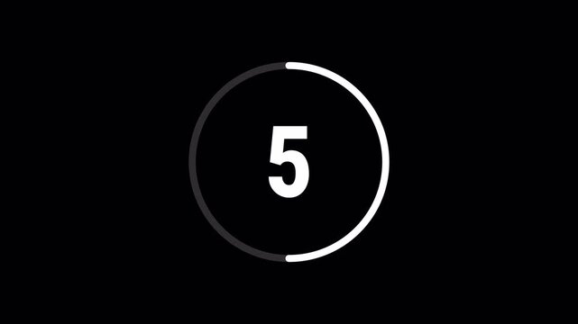 Minimal Circular Countdown Timer Animation White on Black 4K